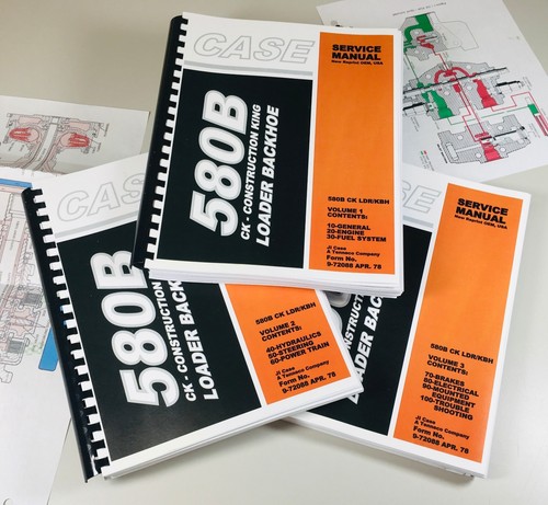 CASE 580B - 580CK B Tractor Loader Backhoe Service Repair Shop Manual NEW 3 VOL.