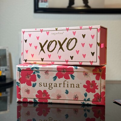 Two Sugarfina Candy Bento Box 'XOXO' and Floral box 3-Pack Bundle of Two Boxes
