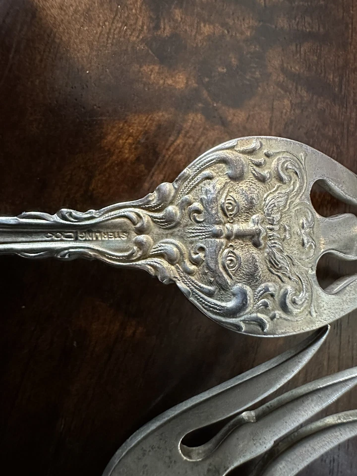 Dominick & Haff 1894 Renaissance Seafood Forks Set 12 Historic Look - Image 4 of 4