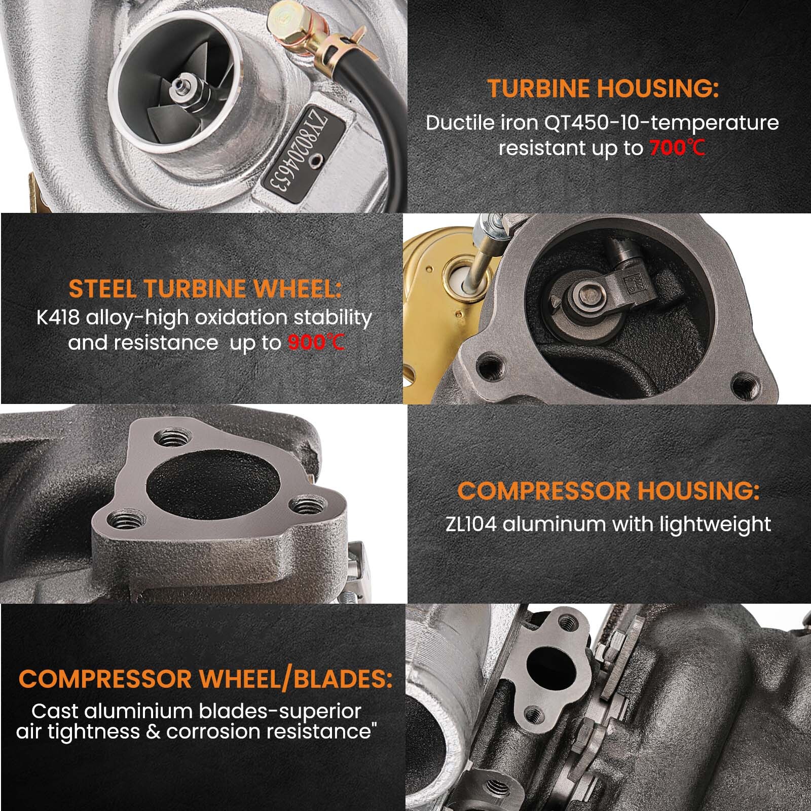 Turbocompresor Compatible Con Audi A4 Quattro Y VW Passat 1.8T (AEB/ANB/APU/AWT) - Modelo K03/K04 Mejorado, 06A145703B