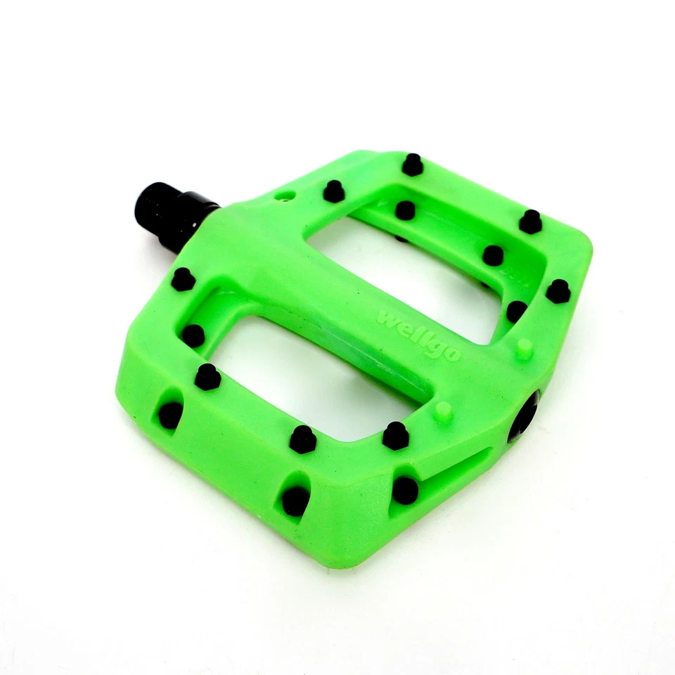 Pedales de bicicleta de plataforma plana compuestos de nailon Wellgo MTB BMX 16 pines sellados 9/16" Foto 4 de 4