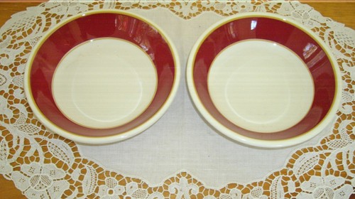Vintage Syracuse China RESTAURANT 5 1/2" Bowls MAROON ~ Set of 2 ~