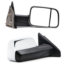 Pair Manual Towing Mirrors Fit For 2003-09 Dodge Ram 2500 3500 Lhrh Chrome Cap