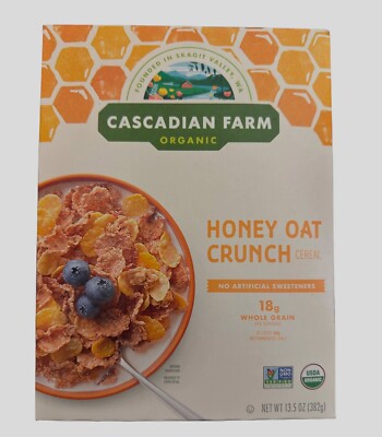 4 Boxes Cascadian Farm Organic Honey Crunch Oat Cereal  13.5 oz each