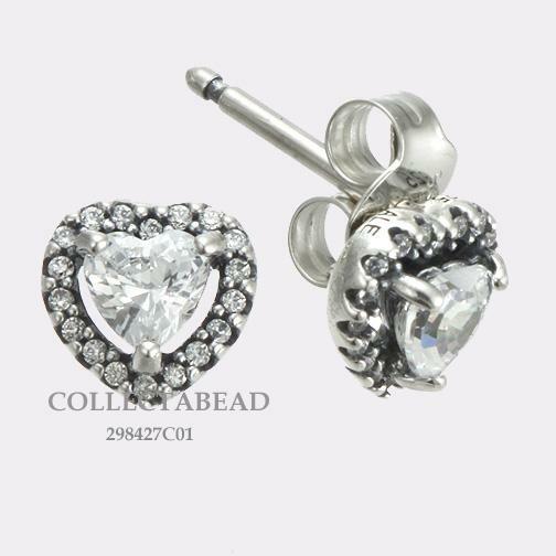 Authentic PANDORA Silver Elevated Heart Pave Stud Earrings 298427C01 eBay