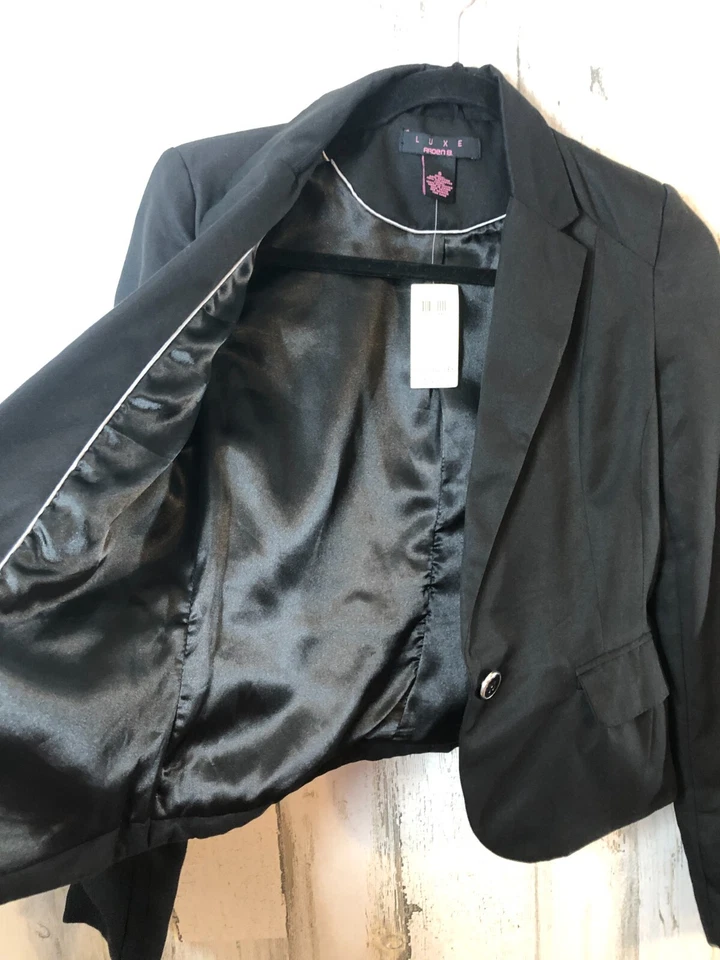 Arden B LUXE Blazer Sz S NWT $69 Black Crop Career Lined Pockets — 第 4/4 张图片