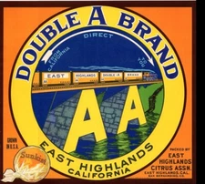 Double A Brand 1950s VINTAGE California Orange Crate Label NOT A COPY