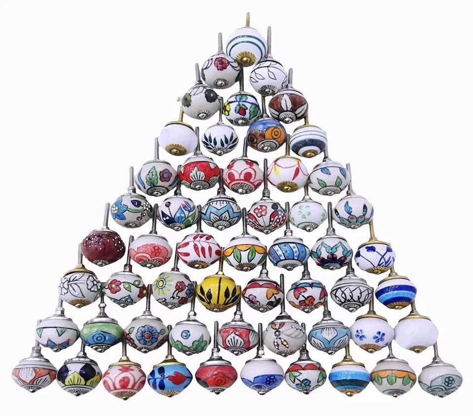 Wholesale Lot Indian Handmade Vintage Ceramic Door Knobs Cabinet Drawer Handle - Image 4 of 4