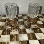 VTG Depression Glass Pink Pair of Candlestick Holders Madrid Federal W/ Votives