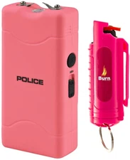 POLICE Stun Gun Burn Pepper Spray Combo for Self Defense 800 Pink