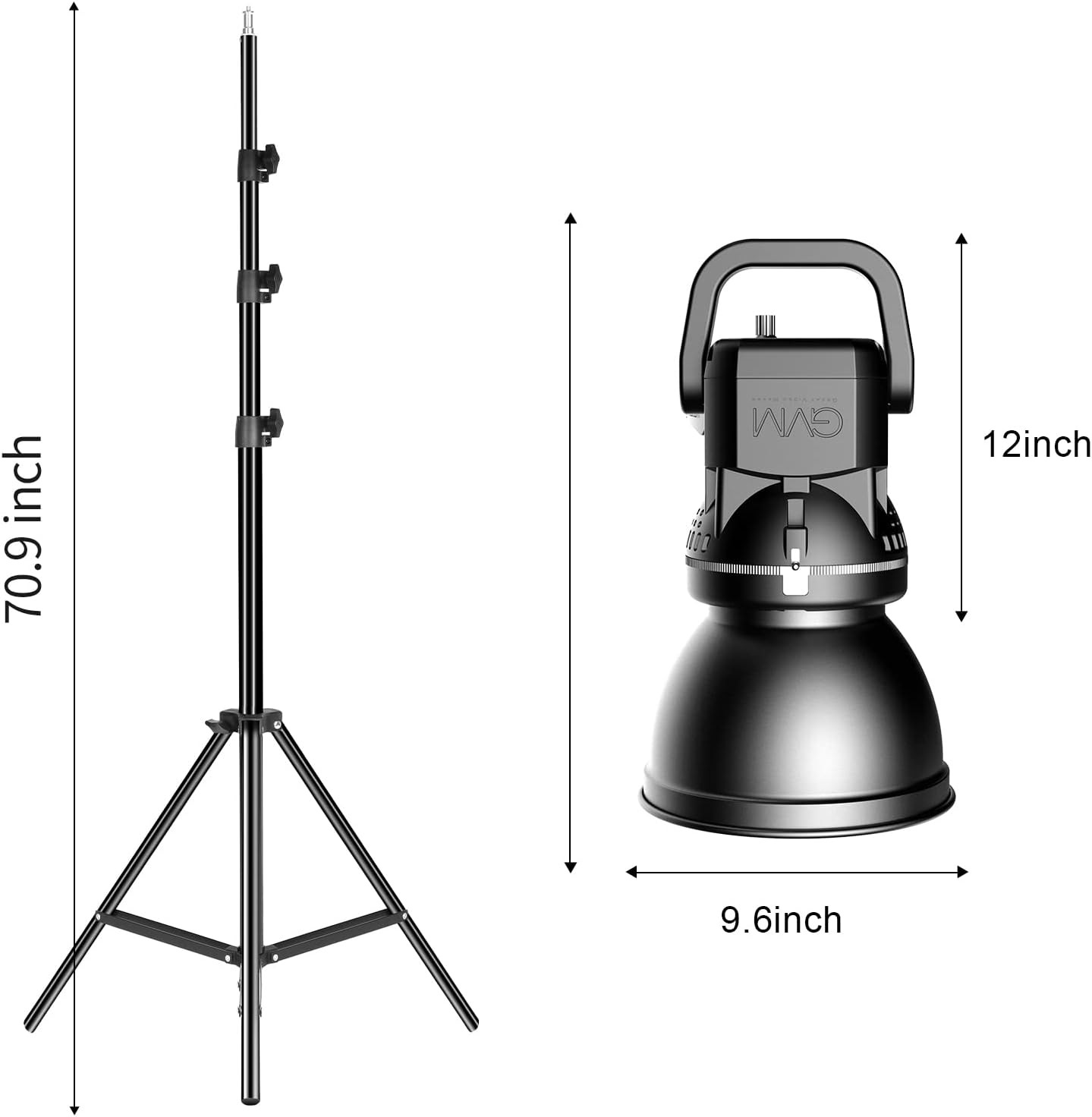 GVM 80W CRI97+ 5600K Dimmable LED Video Lights with Bowens Mount Kit Continuous