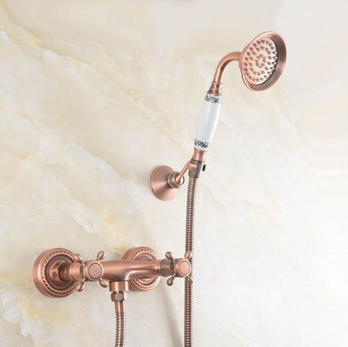 Antique Red Copper Wall Mount Bathroom Hand Held Shower Faucet Mixer Tap mtf254 - Picture 5 of 6