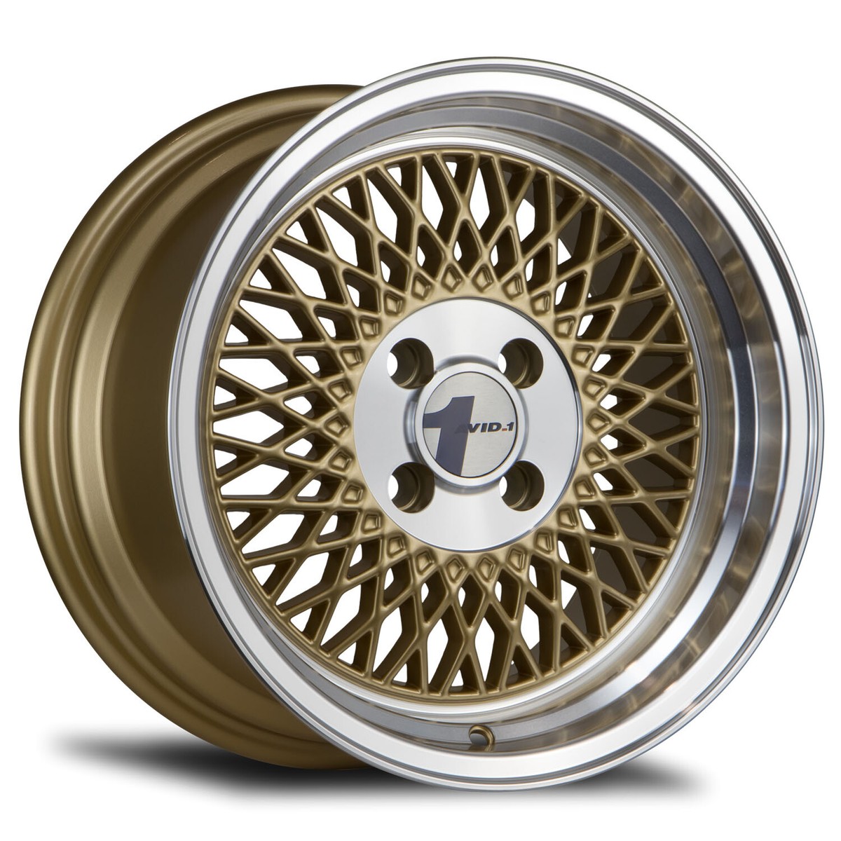 15x8 +25 Avid 1 AV-18 4x100 Gold / Machined Lip Wheels (Set of 4