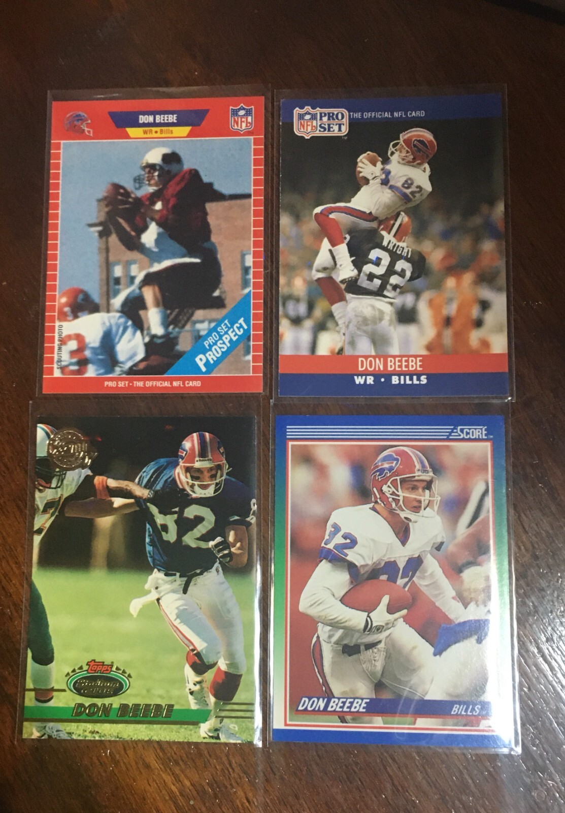(4) Don Beebe 1989 Pro Set RC 1990 Pro Set Score 1993 Stadium Club Buffalo Bills