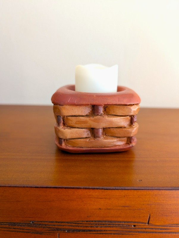 "BASKET WITH CANDLE"  FREE SHIPPING----HAND CARVED BASSWOOD