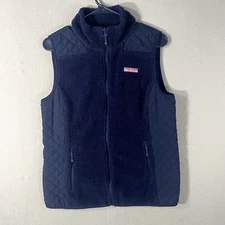 Vineyard Vines Full Zip Fleece Vest Navy Blue Womans Size Small