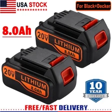 2PCS 20V 8.0Ah For Black and Decker Lithium Li-ion Battery LBXR20 LB2X4020 LBX20