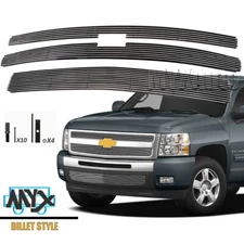 Front Billet Grille Combo Fits 2007-2013 Chevy Silverado 1500 Upper Lower Grill