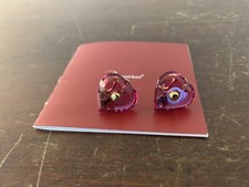 Purple Heart Clip Earrings In Baccarat Crystal