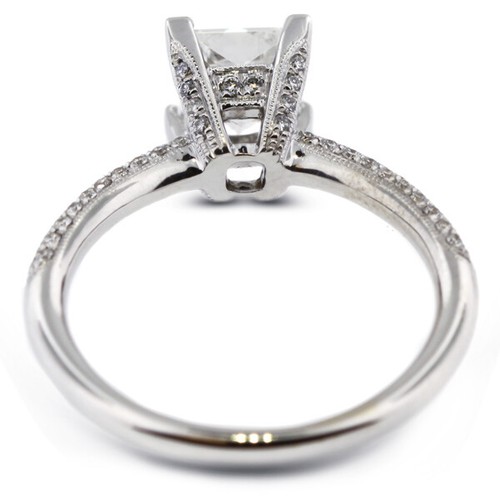 1.7CT NATURAL DIAMOND E/VS2 PRINCESS CUT 18K WHITE GOLD PRONG PETITE ACCENT RING - Picture 9 of 17