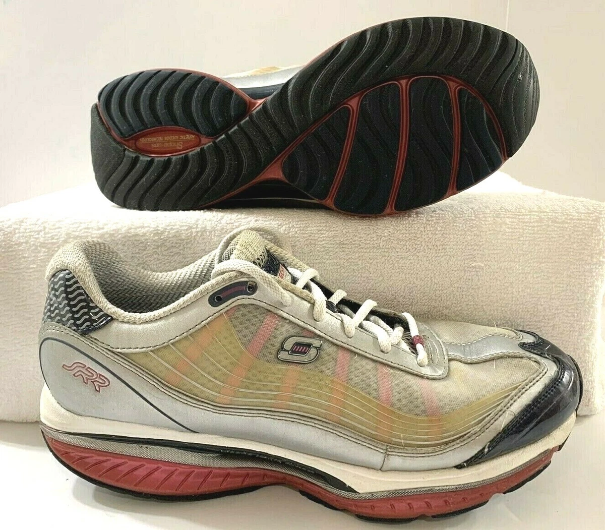 Skechers SRR Resistance Shape Ups Running Shoes Gray Pink Womens sz 10 SN 12371