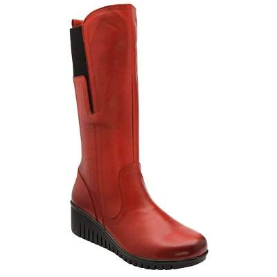 LOTUS SHOES Lotus Fitzgerald Ladies Red Leather Side Zip Mid-Calf Boots