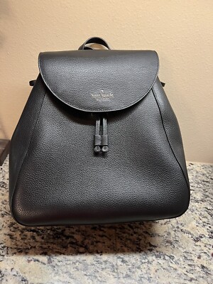black kate spade backpack leather NWOT KATE SPADE LIZZIE SAFFIANO LEATHER MEDIUM FLAP BACKPACK BAG BLACK