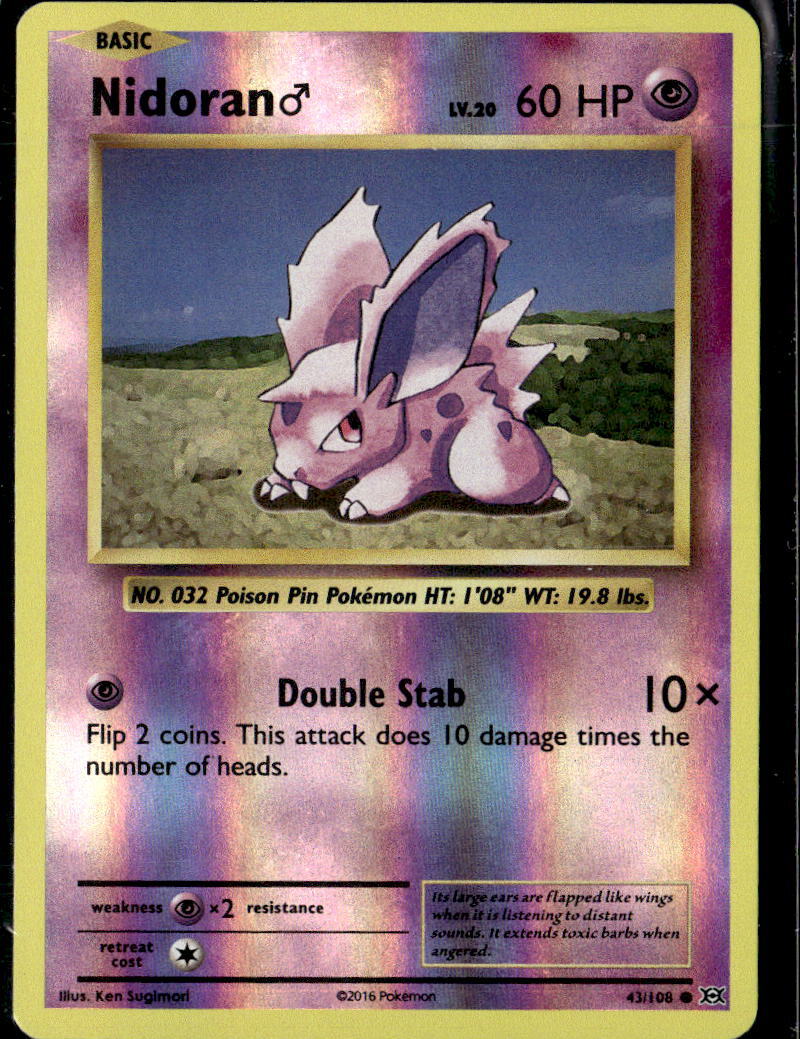 Pokemon Nidoran 43/108 XY Evolutions Reverse Holo Common  2 Card Lot LP