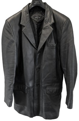 CITY STREETS シティストリート ヌバック レザージャケット ブラック(メンズ L)中古 古着 V7226 City Jones New York Leather Blazer Jacket - Mens' Size 46L-Black