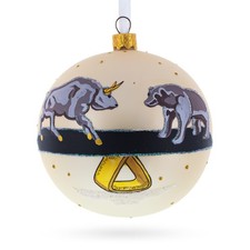 Bear vs. Bull Glass Ball Ornament 4 Inches