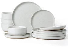 Famiware Milky Way Series 12 Piece Dinnerware Dish Bowl Plate Set For 4 - White