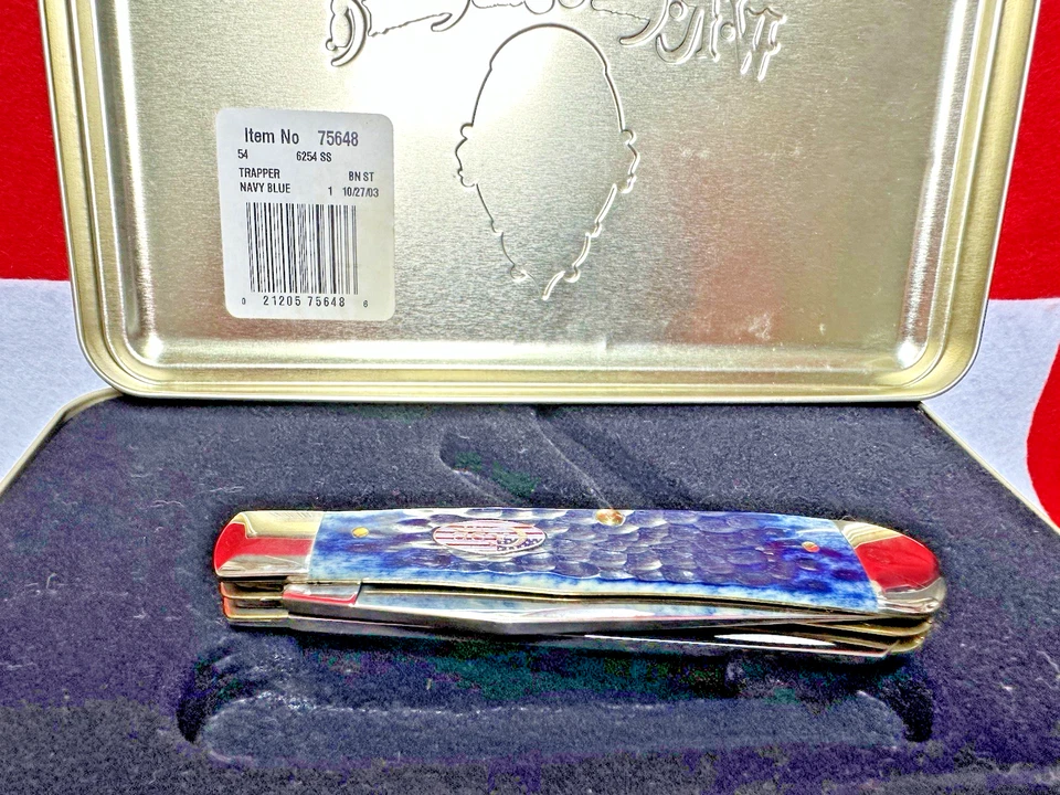 Casexx 2003 W.R. Case & Sons 6254ss Trapper azul marino 75648 en lata Foto 4 de 4