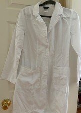 Cherokee Women's Lab Coat Size Small White Button Up Front Unisex Fit