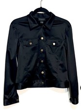 Spenser Jeremy Shiny Black Cropped Jacket size Small