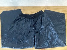 PJ Harlow Pajama Pants Jolie Lounging Navy Blue Women L Wide Leg Drawstring Silk