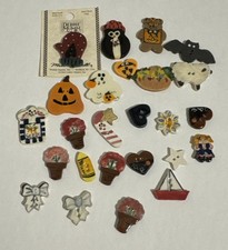 Mill Hill Lot Of 25 ceramic buttons, cross stitch, needlepoint, craft