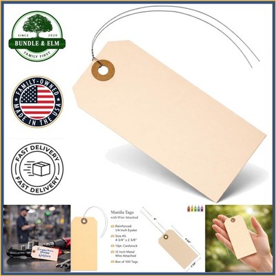 Durable Manila Label Tags with Reinforced Eyelet, Ideal for Shipping Needs