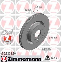 2X Zimmermann Bremsscheibe 450.5202.20 FüR Land Rover
