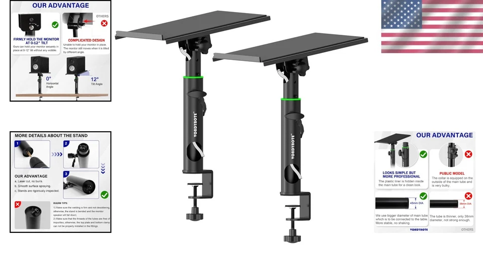 Adjustable Studio Monitor Speaker Stands - Image 2 of 4