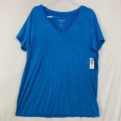 New Torrid V-Neck Top size 2X Blue Super Soft Knit Atomic Blue Short Sleeve