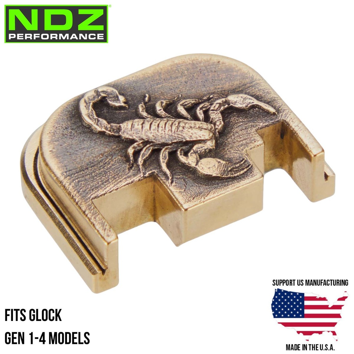 NDZ Brass Glock Gen 1-4 17 19 23 26 34 40 3D Scorpion Slide Cover