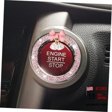 Bling Diamond Car Engine Start Stop Button Decoration Ring - Bling Ring Pink