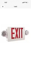 Lithonia Lighting LHQM R M6 LED Emergency Exit Sign with 2-Round Head Lamp - Red