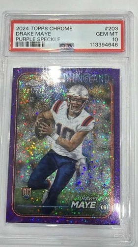 2024 TOPPS CHROME DRAKE MAYE PURPLE SPECKLE #203 ROOKIE RC /275 PSA 10