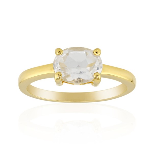 Cavill Damenring Sterlingsilber Vergoldet 1,296Ct WeißEr Topas Oval Echtschmuck-image