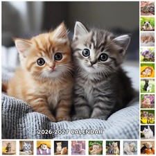 18 Monthly 20262027 Wall Calendar Cat Planner Unruled Blocks 12x24 Inch