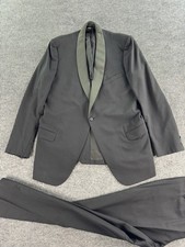Vintage Langrock Princeton Tuxedo Men 48L Black Shawl Lapel Formal Pants 39x33