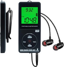 AM/FM Personal Portable Mini Radio with Digital Tuning LCD Display and Black