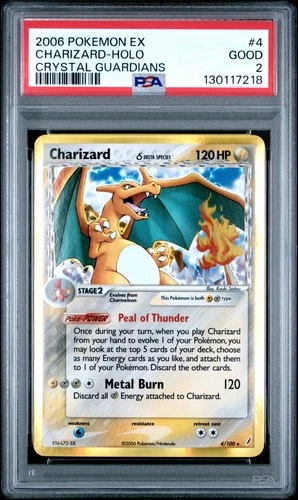 2006 POKEMON EX CRYSTAL GUARDIANS 4 CHARIZARD-HOLO PSA 2