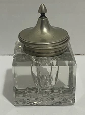 Antique Cut Glass Inkwell Victorian Style Ink Bottle Pattern Bottom Crystal